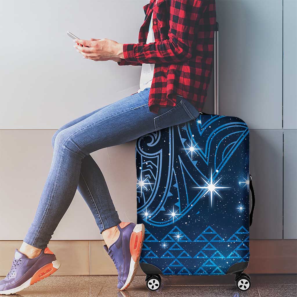 New Zealand Matariki Luggage Cover Taniko Aramoana With Maori Galaxy Sky Night LT9 - Polynesian Pride