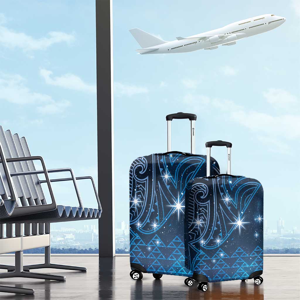 New Zealand Matariki Luggage Cover Taniko Aramoana With Maori Galaxy Sky Night LT9 - Polynesian Pride