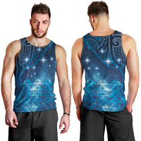 New Zealand Matariki Men Tank Top Taniko Aramoana With Maori Galaxy Sky Night LT9 - Polynesian Pride