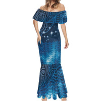 New Zealand Matariki Mermaid Dress Taniko Aramoana With Maori Galaxy Sky Night LT9 - Polynesian Pride