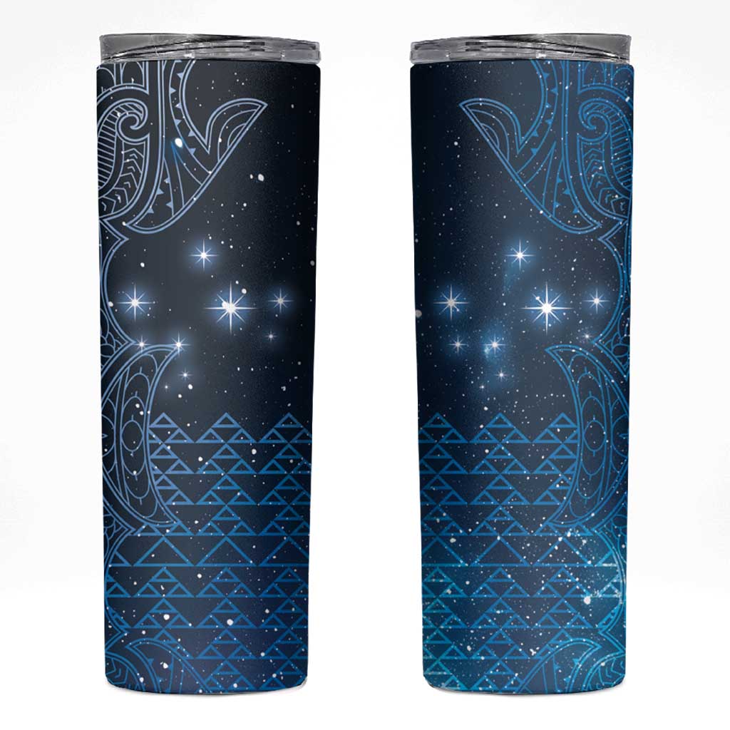 New Zealand Matariki Skinny Tumbler Taniko Aramoana With Maori Galaxy Sky Night LT9 Galaxy - Polynesian Pride