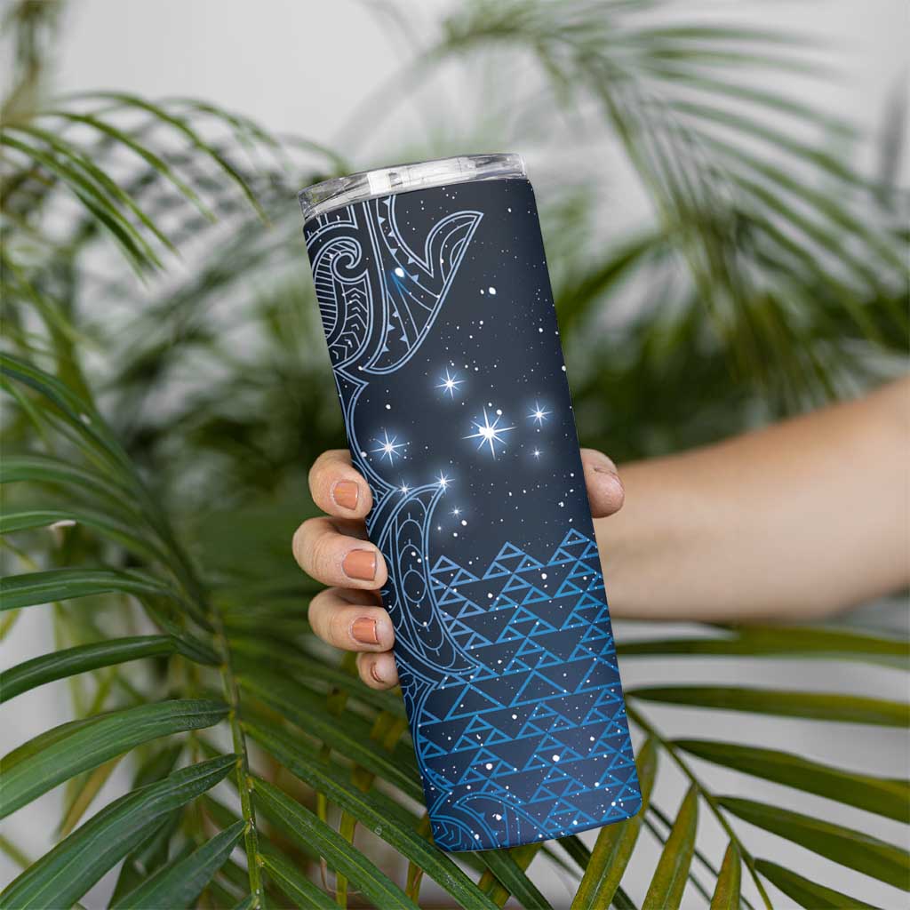 New Zealand Matariki Skinny Tumbler Taniko Aramoana With Maori Galaxy Sky Night LT9 - Polynesian Pride