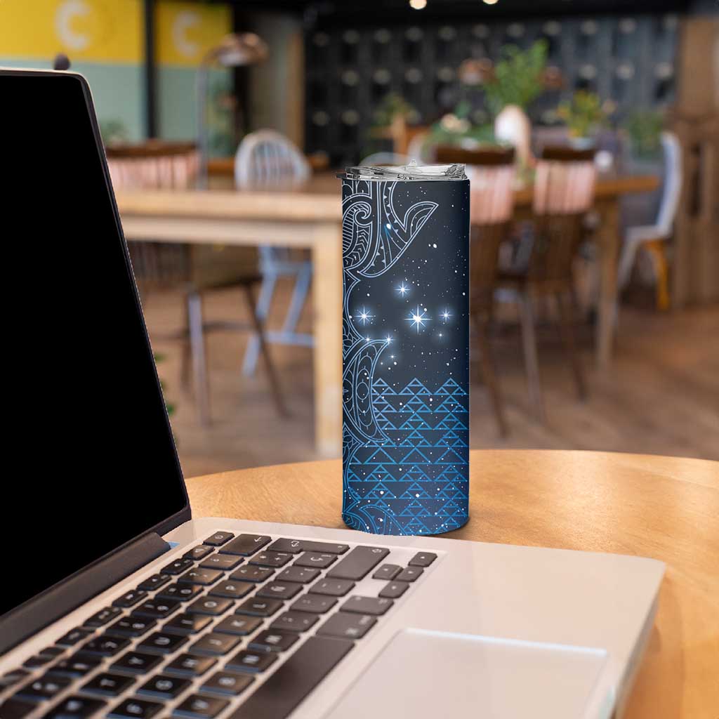 New Zealand Matariki Skinny Tumbler Taniko Aramoana With Maori Galaxy Sky Night LT9 - Polynesian Pride