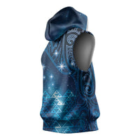 New Zealand Matariki Sleeveless Hoodie Taniko Aramoana With Maori Galaxy Sky Night LT9 - Polynesian Pride