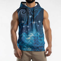 New Zealand Matariki Sleeveless Hoodie Taniko Aramoana With Maori Galaxy Sky Night LT9 - Polynesian Pride