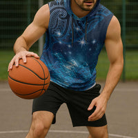 New Zealand Matariki Sleeveless Hoodie Taniko Aramoana With Maori Galaxy Sky Night LT9 - Polynesian Pride