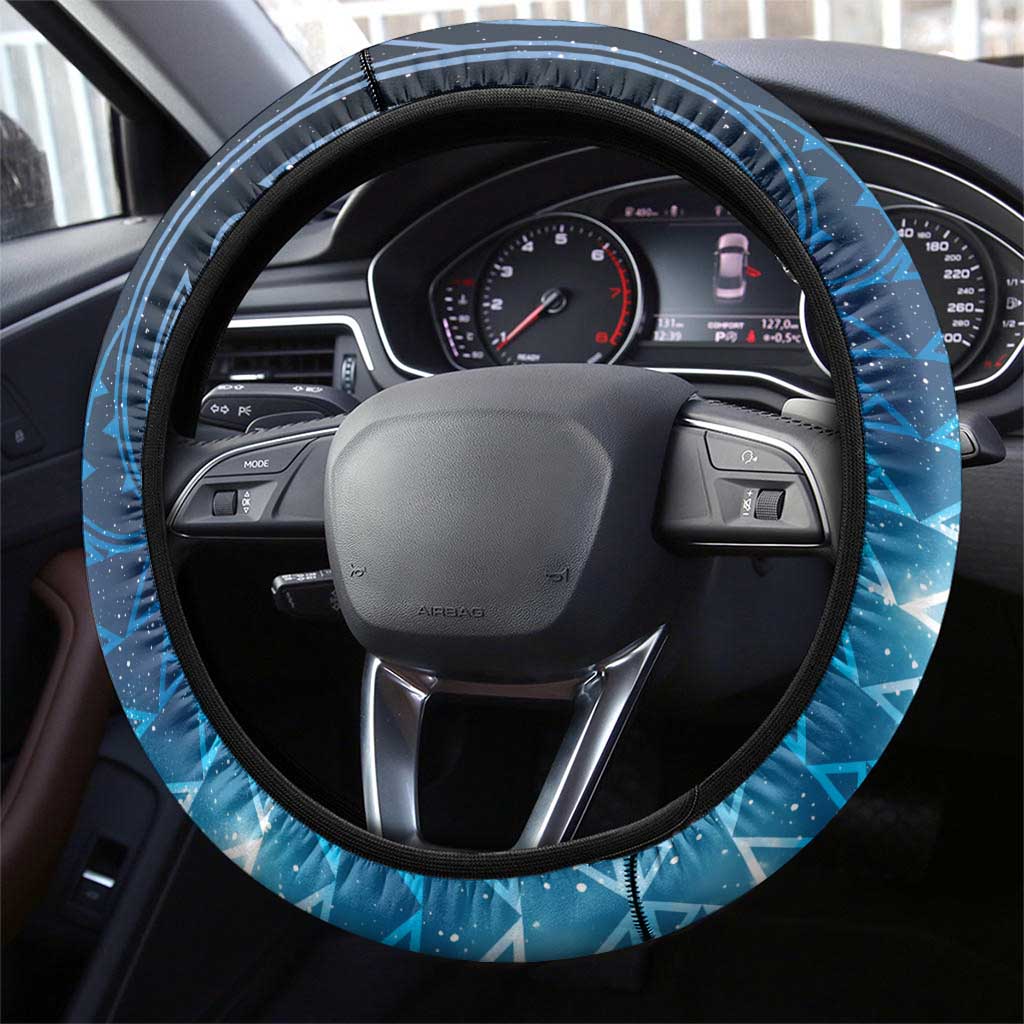 New Zealand Matariki Steering Wheel Cover Taniko Aramoana With Maori Galaxy Sky Night LT9 - Polynesian Pride