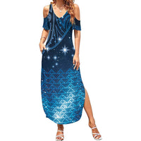 New Zealand Matariki Summer Maxi Dress Taniko Aramoana With Maori Galaxy Sky Night LT9 Women Galaxy - Polynesian Pride