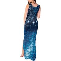 New Zealand Matariki Tank Maxi Dress Taniko Aramoana With Maori Galaxy Sky Night LT9 - Polynesian Pride