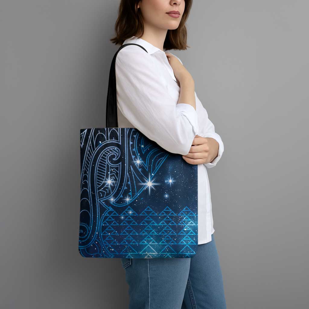 New Zealand Matariki Tote Bag Taniko Aramoana With Maori Galaxy Sky Night LT9 - Polynesian Pride