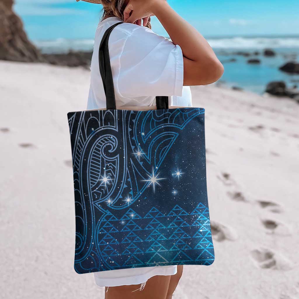 New Zealand Matariki Tote Bag Taniko Aramoana With Maori Galaxy Sky Night LT9 - Polynesian Pride