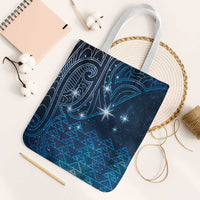 New Zealand Matariki Tote Bag Taniko Aramoana With Maori Galaxy Sky Night LT9 White Strap One Size Galaxy - Polynesian Pride