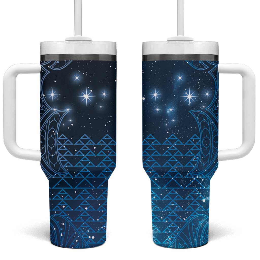 New Zealand Matariki Tumbler With Handle Taniko Aramoana With Maori Galaxy Sky Night LT9 One Size: 40 oz Galaxy - Polynesian Pride
