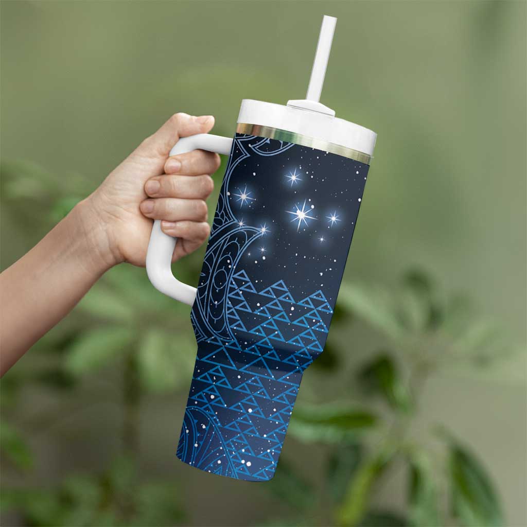 New Zealand Matariki Tumbler With Handle Taniko Aramoana With Maori Galaxy Sky Night LT9 - Polynesian Pride