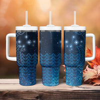 New Zealand Matariki Tumbler With Handle Taniko Aramoana With Maori Galaxy Sky Night LT9 - Polynesian Pride