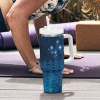 New Zealand Matariki Tumbler With Handle Taniko Aramoana With Maori Galaxy Sky Night LT9 - Polynesian Pride