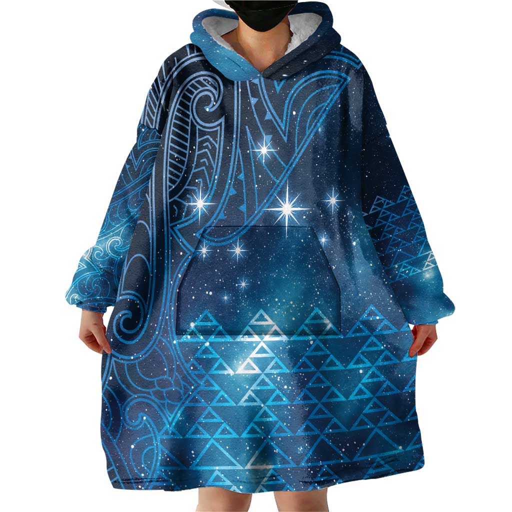 New Zealand Matariki Wearable Blanket Hoodie Taniko Aramoana With Maori Galaxy Sky Night LT9 - Polynesian Pride