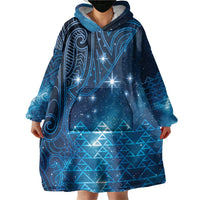 New Zealand Matariki Wearable Blanket Hoodie Taniko Aramoana With Maori Galaxy Sky Night LT9 - Polynesian Pride