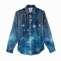 New Zealand Matariki Women Casual Shirt Taniko Aramoana With Maori Galaxy Sky Night