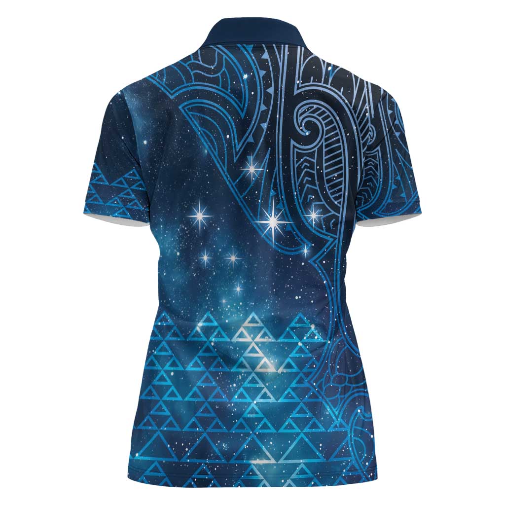 New Zealand Matariki Women Polo Shirt Taniko Aramoana With Maori Galaxy Sky Night LT9 - Polynesian Pride