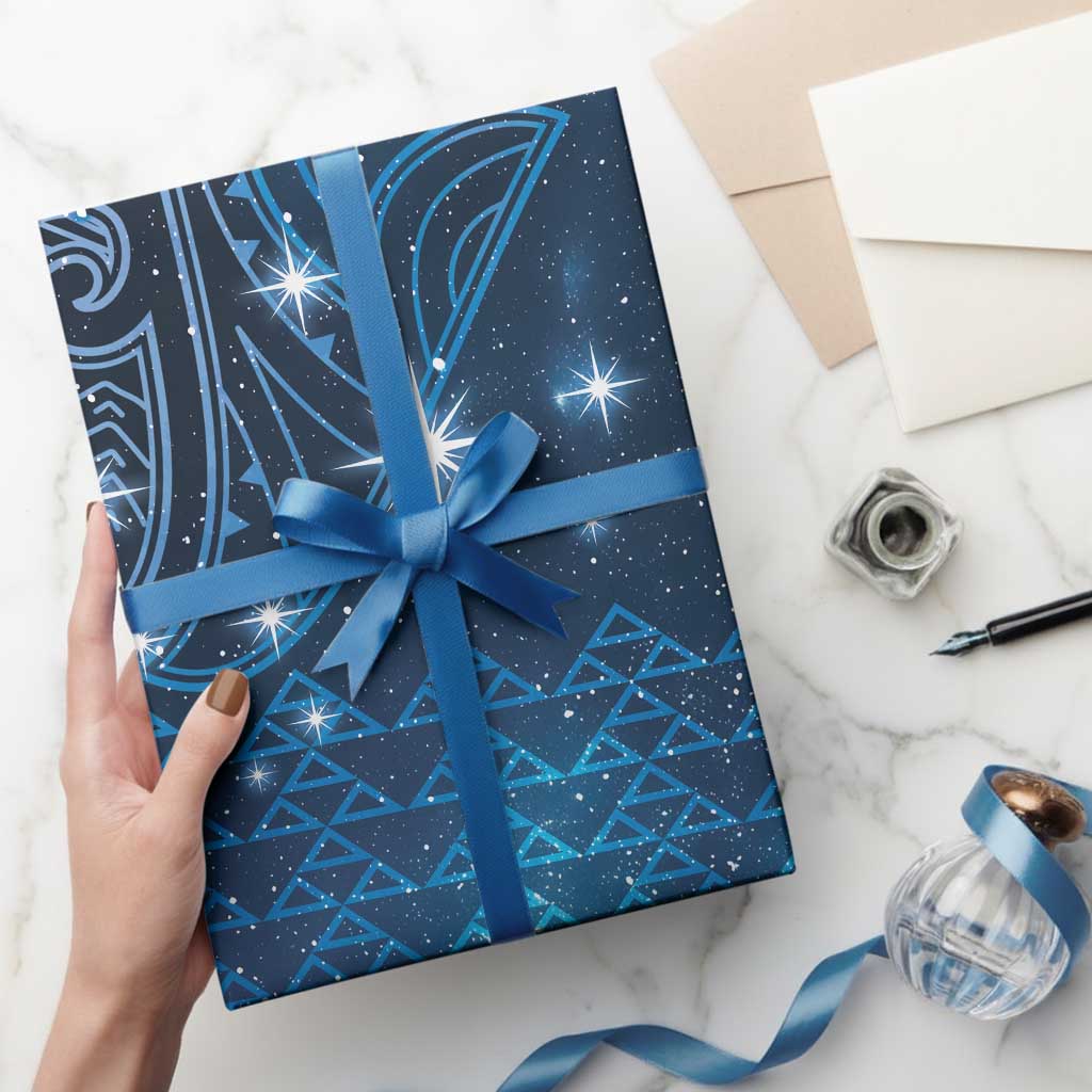 New Zealand Matariki Wrapping Paper Taniko Aramoana With Maori Galaxy Sky Night - Polynesian Pride