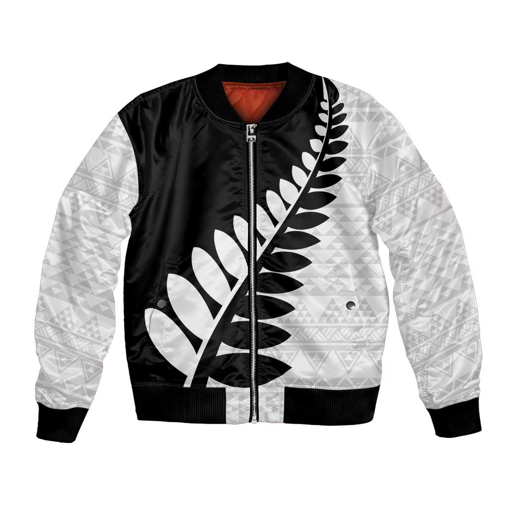 New Zealand Silver Fern Niho Taniwha Bomber Jacket LT9 Unisex Black - Polynesian Pride