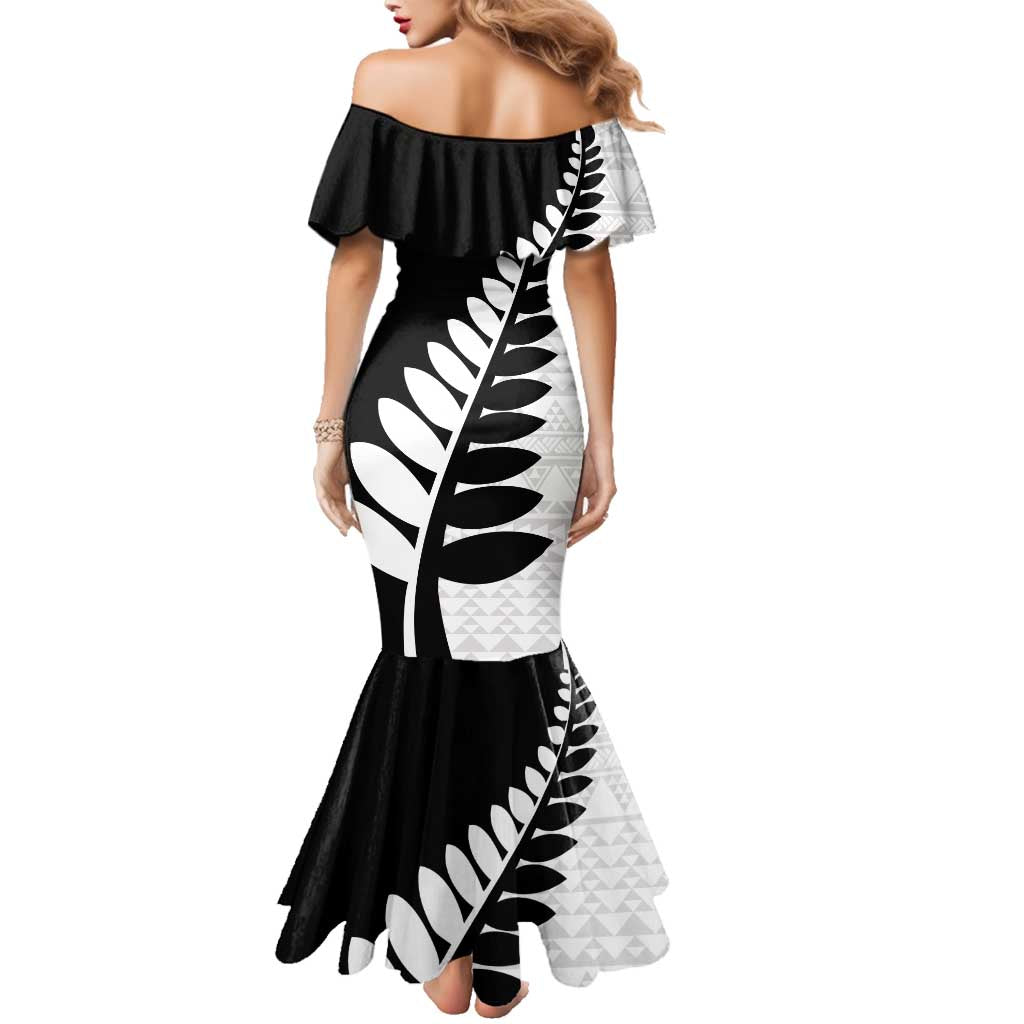 New Zealand Silver Fern Niho Taniwha Family Matching Mermaid Dress and Hawaiian Shirt LT9 - Polynesian Pride