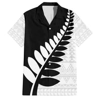 New Zealand Silver Fern Niho Taniwha Family Matching Off Shoulder Maxi Dress and Hawaiian Shirt LT9 Dad's Shirt - Short Sleeve Black - Polynesian Pride