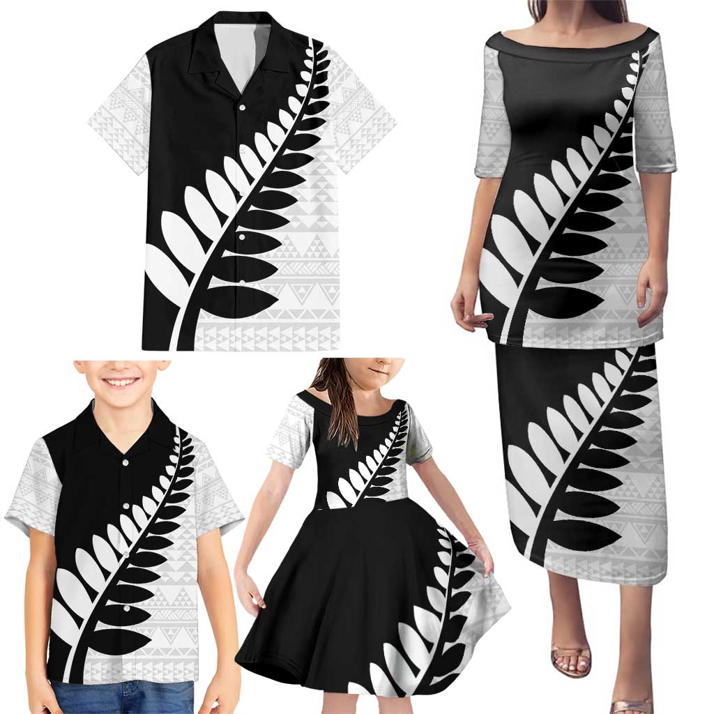 New Zealand Silver Fern Niho Taniwha Family Matching Puletasi and Hawaiian Shirt LT9 - Polynesian Pride
