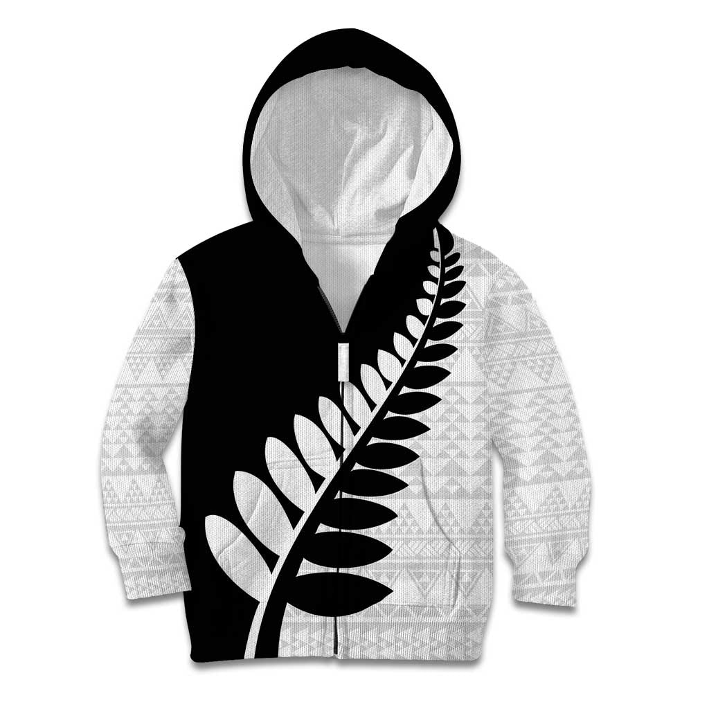New Zealand Silver Fern Niho Taniwha Kid Hoodie LT9 Zip Hoodie Black - Polynesian Pride