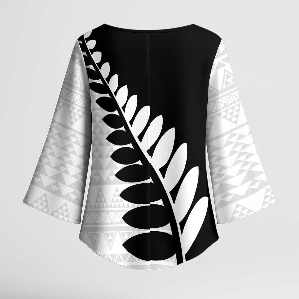 New Zealand Silver Fern Niho Taniwha Kimono Sleeve Blouse - Polynesian Pride