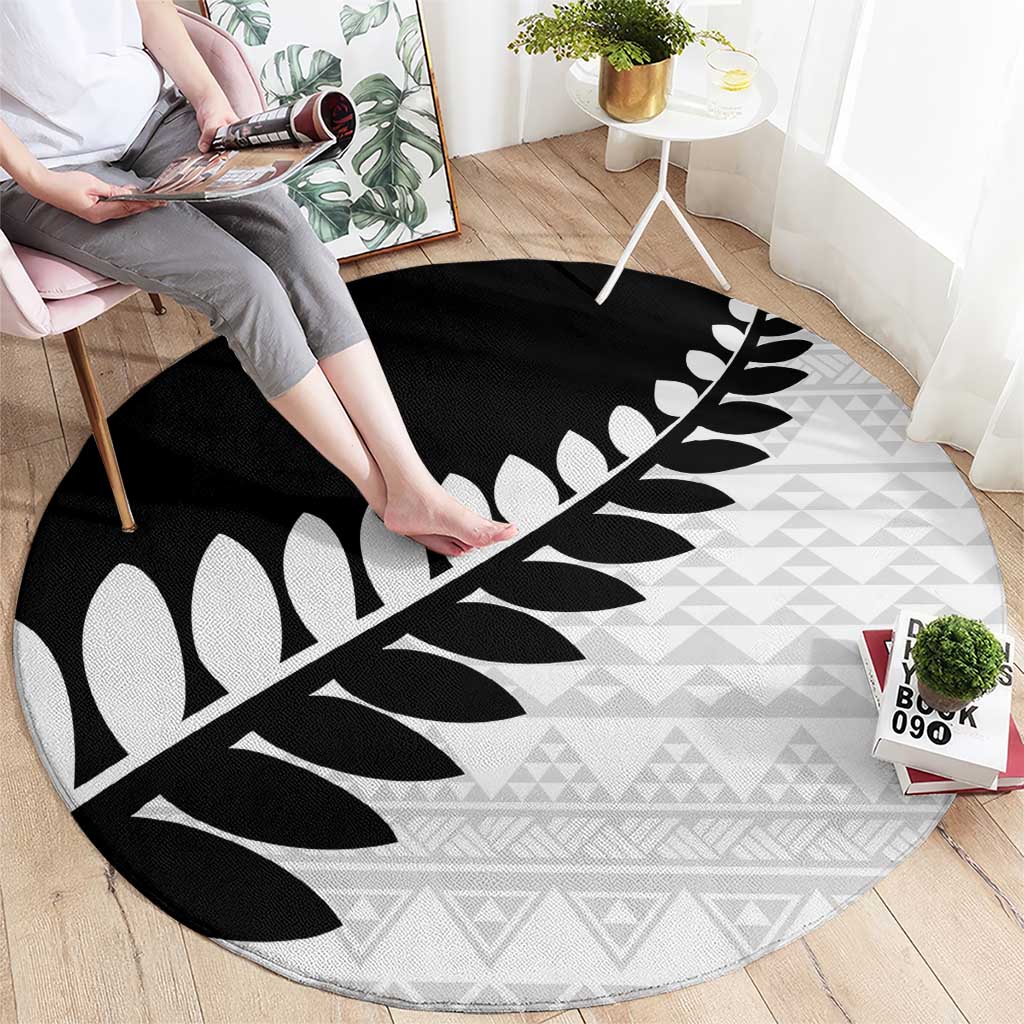 New Zealand Silver Fern Niho Taniwha Round Carpet LT9 - Polynesian Pride