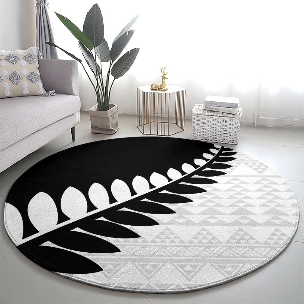 New Zealand Silver Fern Niho Taniwha Round Carpet LT9 - Polynesian Pride