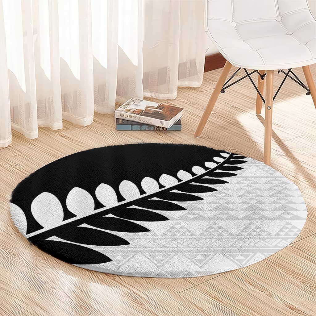 New Zealand Silver Fern Niho Taniwha Round Carpet LT9 - Polynesian Pride