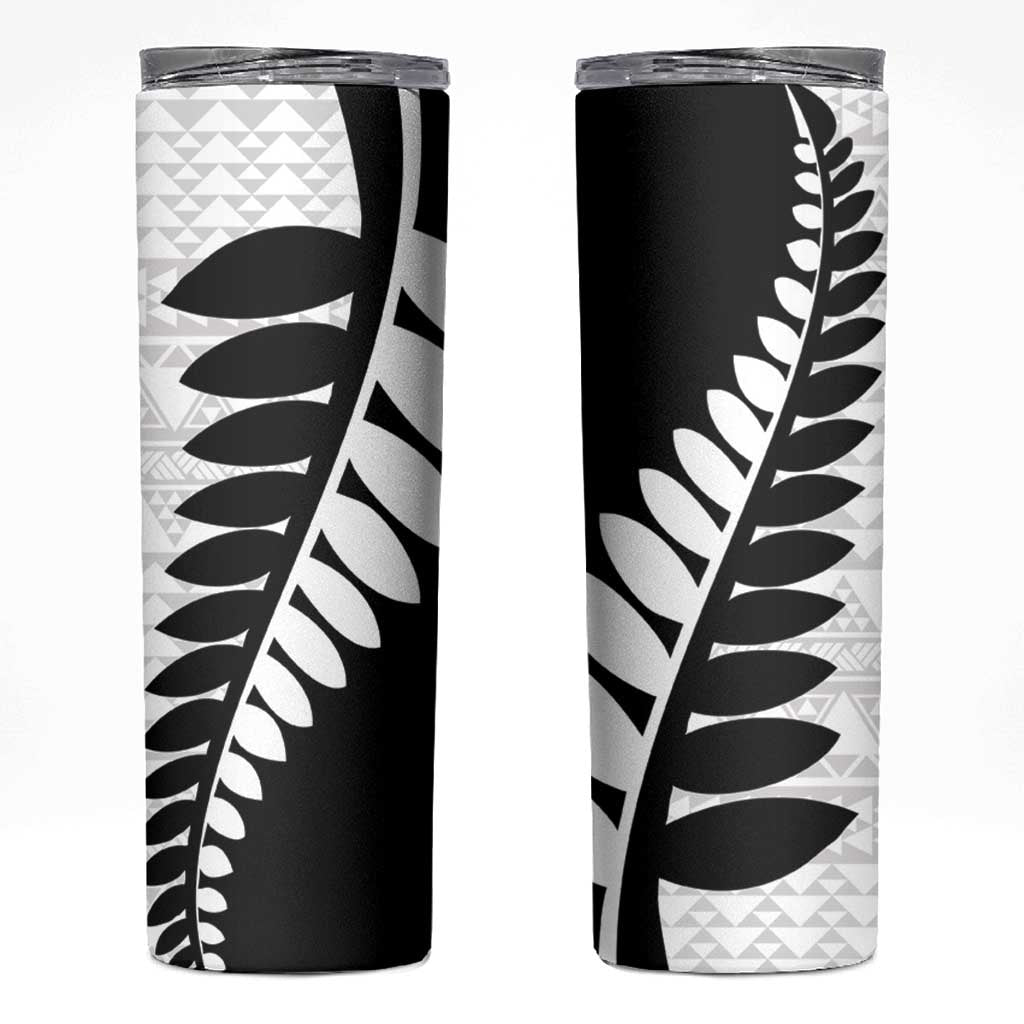 New Zealand Silver Fern Niho Taniwha Skinny Tumbler LT9 Black - Polynesian Pride
