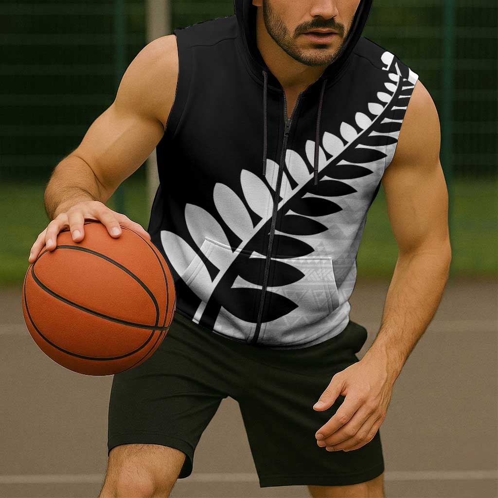 New Zealand Silver Fern Niho Taniwha Sleeveless Zip Hoodie - Polynesian Pride