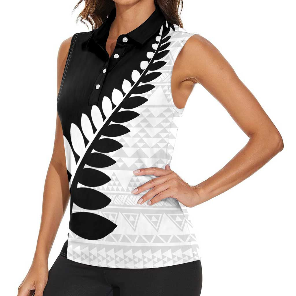 New Zealand Silver Fern Niho Taniwha Women Sleeveless Polo Shirt LT9 - Polynesian Pride