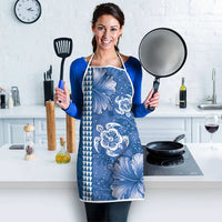 Blue Hibiscus Turle Apron Hawaiian Style Tribal Tapa Pattern - Polynesian Pride