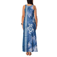 Blue Hibiscus Turle Family Matching Tank Maxi Dress and Hawaiian Shirt Hawaiian Style Tribal Tapa Pattern LT9 - Polynesian Pride