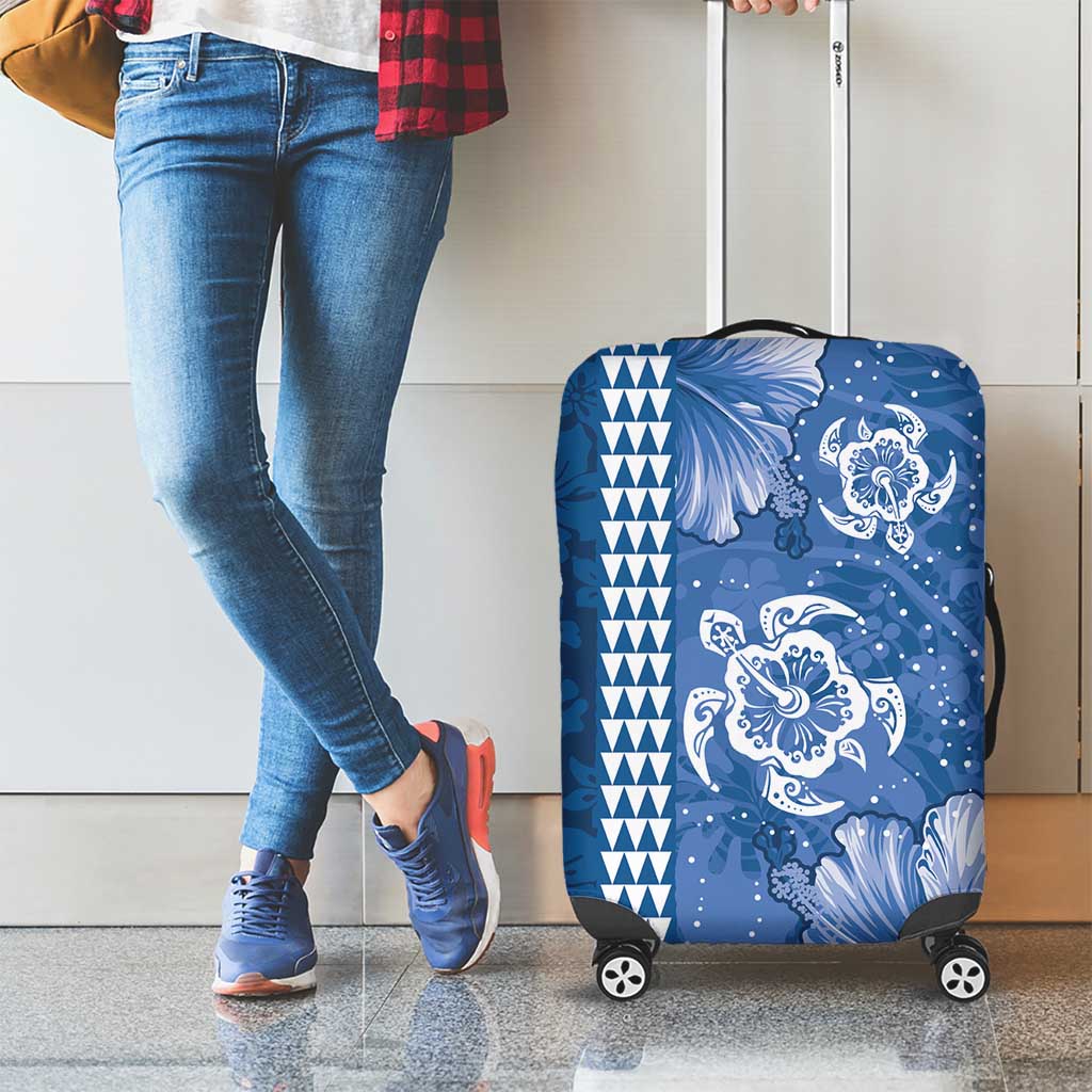Blue Hibiscus Turle Luggage Cover Hawaiian Style Tribal Tapa Pattern LT9 - Polynesian Pride