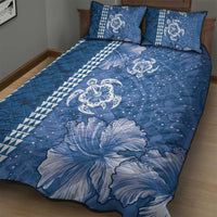 Blue Hibiscus Turle Quilt Bed Set Hawaiian Style Tribal Tapa Pattern LT9 - Polynesian Pride