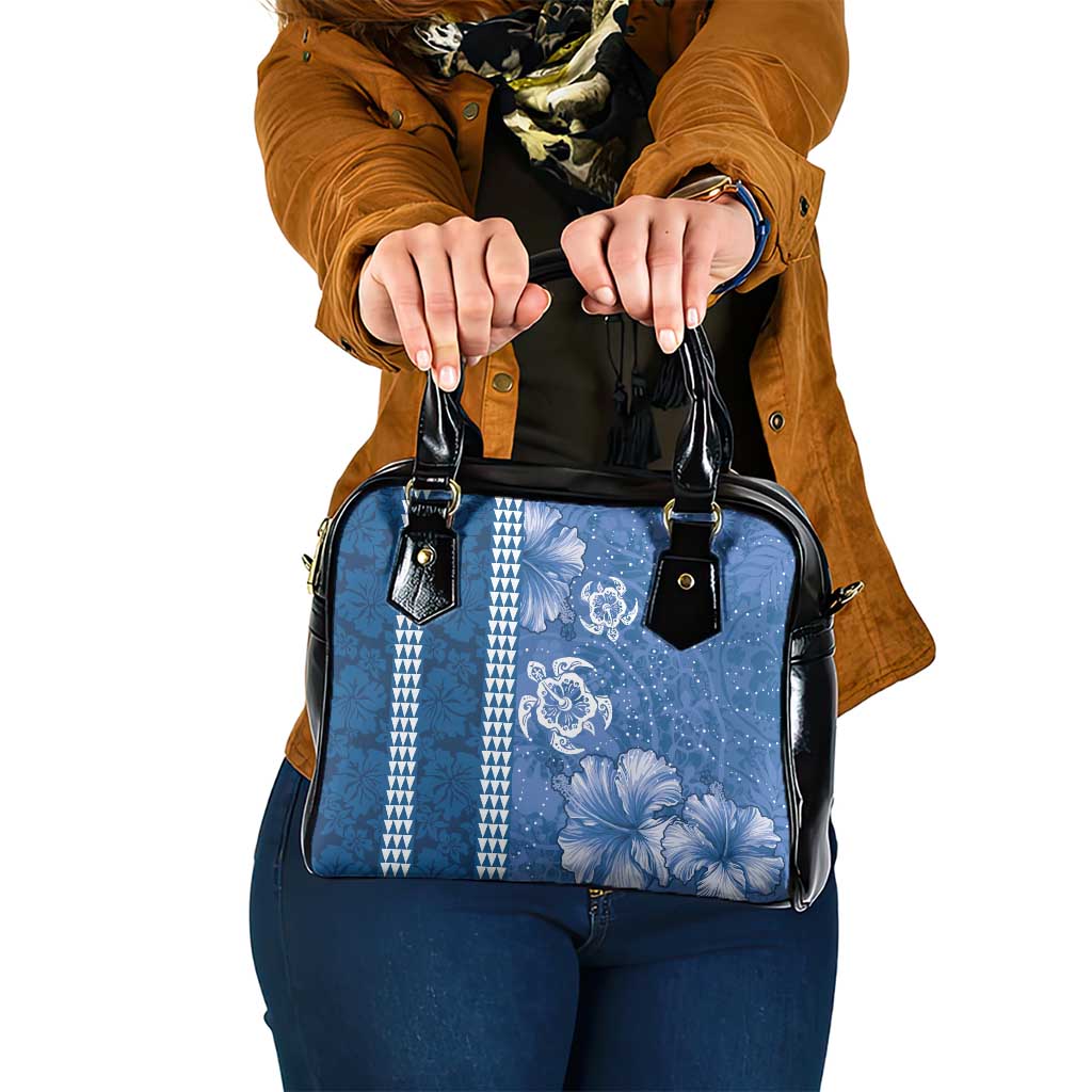 Blue Hibiscus Turle Shoulder Handbag Hawaiian Style Tribal Tapa Pattern LT9 One Size Blue - Polynesian Pride