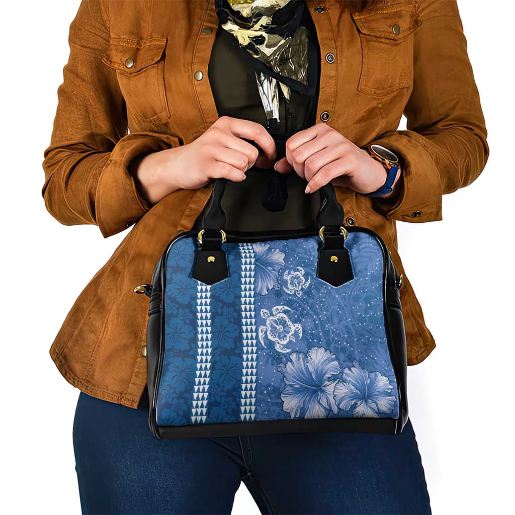 Blue Hibiscus Turle Shoulder Handbag Hawaiian Style Tribal Tapa Pattern LT9 - Polynesian Pride