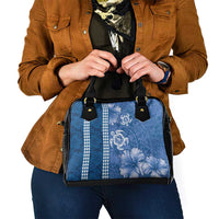 Blue Hibiscus Turle Shoulder Handbag Hawaiian Style Tribal Tapa Pattern LT9 - Polynesian Pride