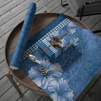 Blue Hibiscus Turle Wrapping Paper Hawaiian Style Tribal Tapa Pattern LT9 - Polynesian Pride