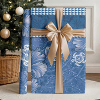 Blue Hibiscus Turle Wrapping Paper Hawaiian Style Tribal Tapa Pattern LT9 - Polynesian Pride