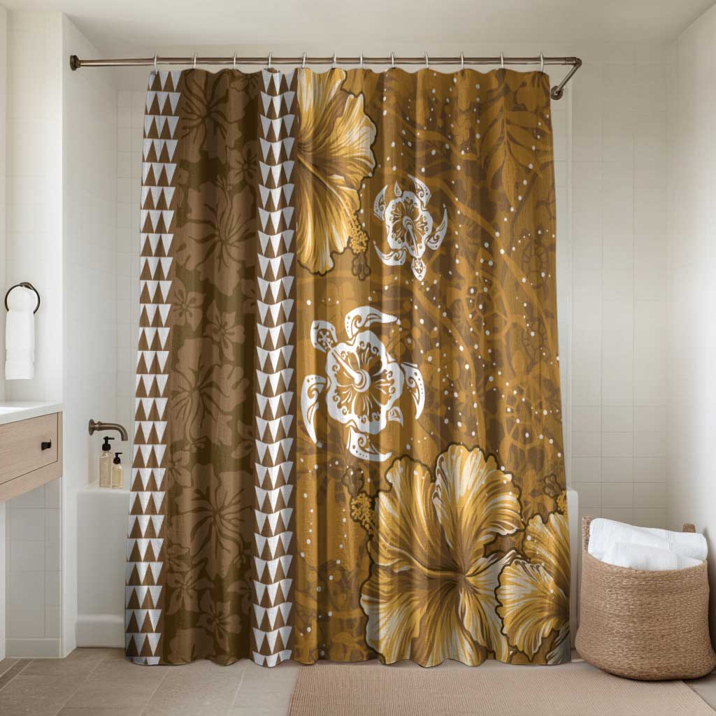 Gold Hibiscus Turle Bathroom Set Hawaiian Style Tribal Tapa Pattern - Polynesian Pride