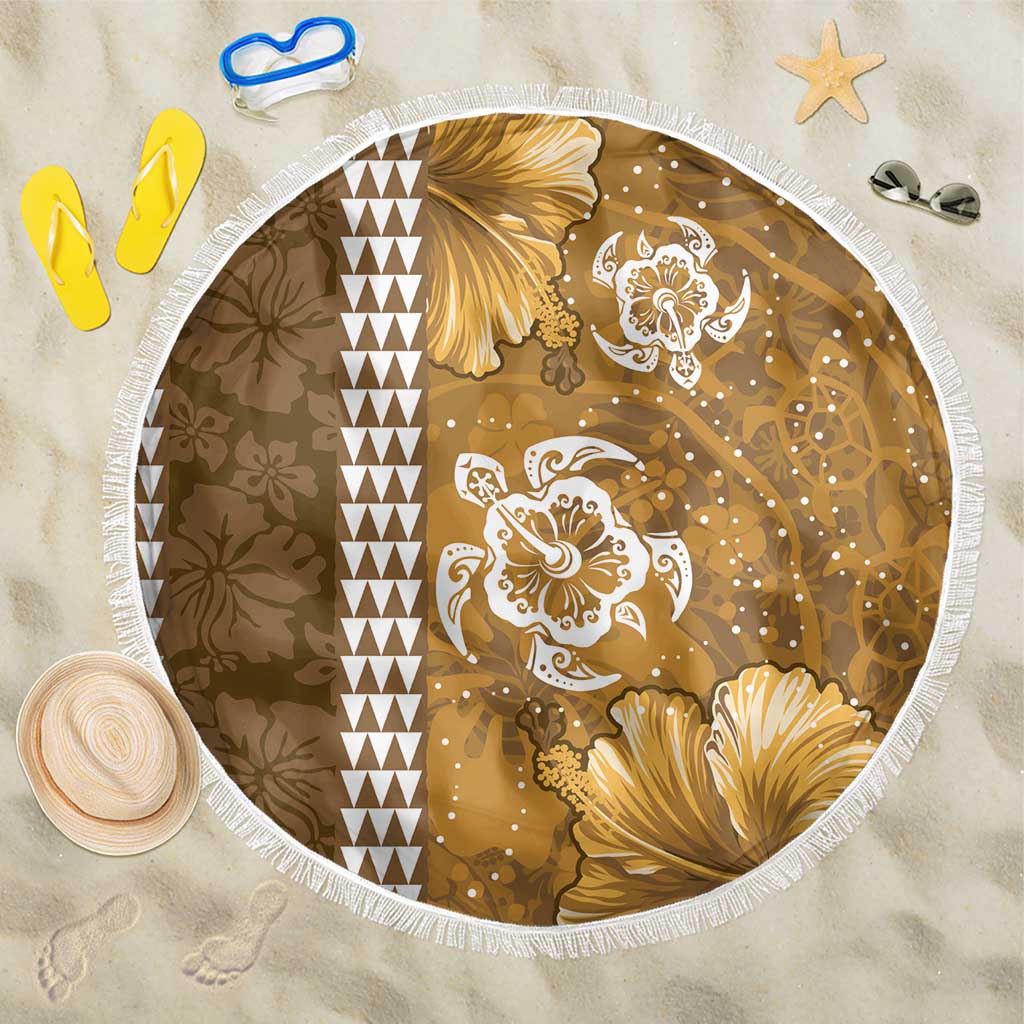 Gold Hibiscus Turle Beach Blanket Hawaiian Style Tribal Tapa Pattern