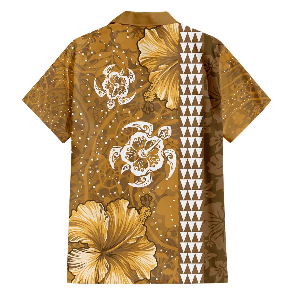Gold Hibiscus Turle Hawaiian Shirt Hawaiian Style Tribal Tapa Pattern