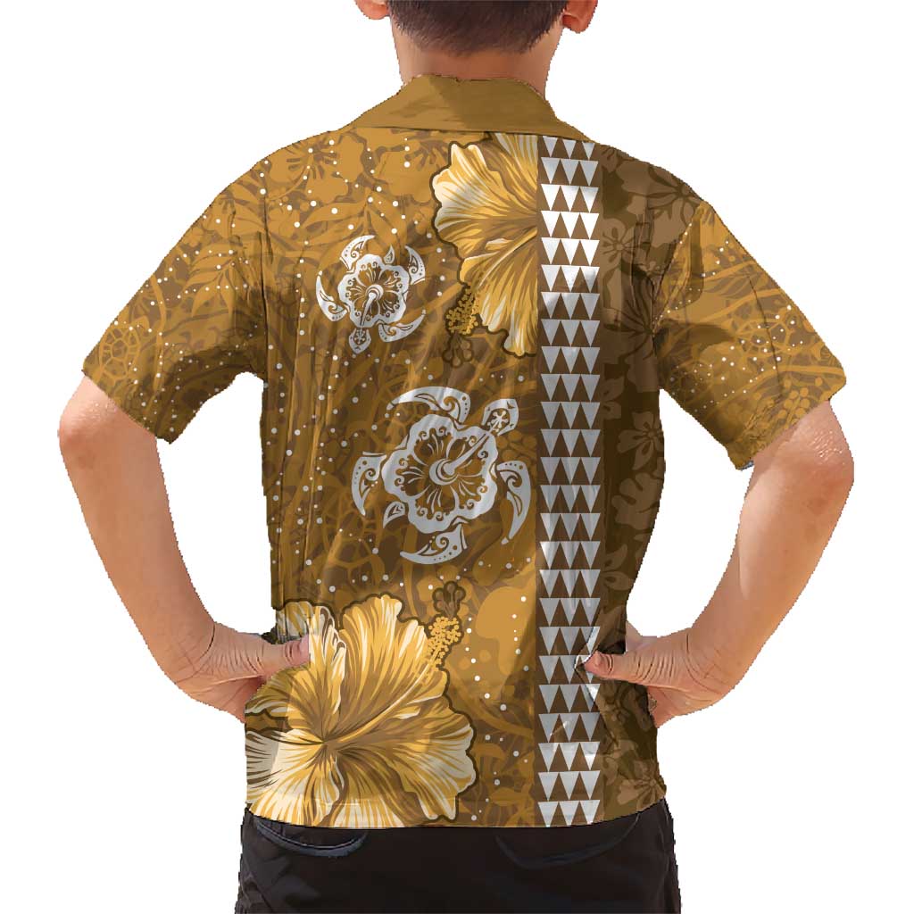 Gold Hibiscus Turle Hawaiian Shirt Hawaiian Style Tribal Tapa Pattern